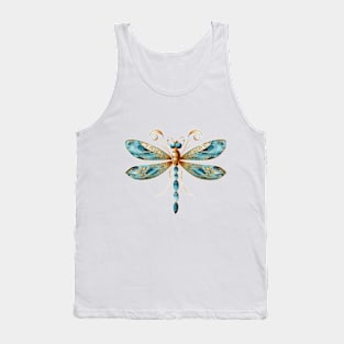 Aqua Blue Artistic and Fun Dragonfly Tank Top